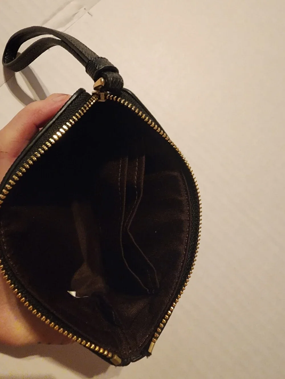 Coach Black Leather Zip Wristlet